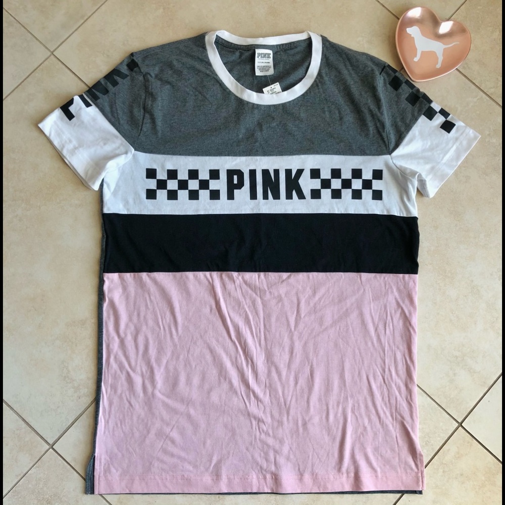 VS PINK Gray/Pink Colorblock Perfect Tee Size S - Picture 4 of 8